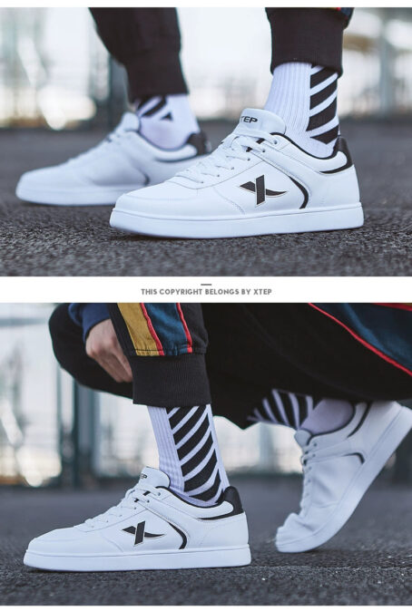 Tebu Fall and Winter Leather Surface Easiest for Match Casual Low-Top Sneakers XTEP