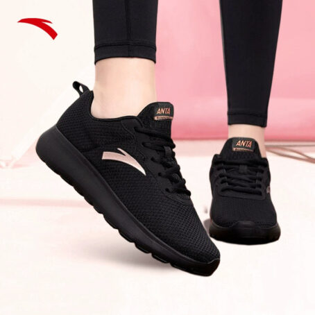 Anta Black Leather Waterproof Ladieswear Fleece-Lined Sneakers Anta