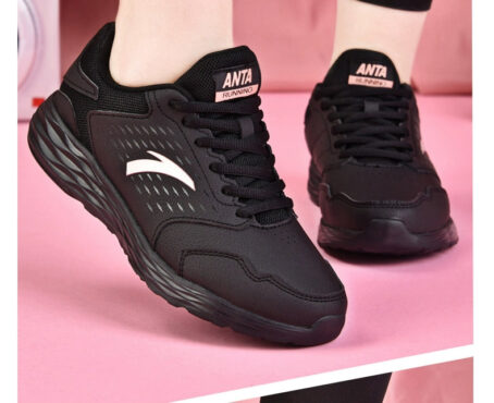 Anta Black Leather Waterproof Ladieswear Fleece-Lined Sneakers Anta