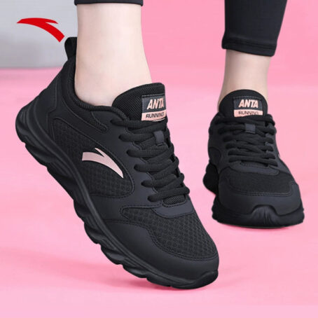 Anta Black Leather Waterproof Ladieswear Fleece-Lined Sneakers Anta