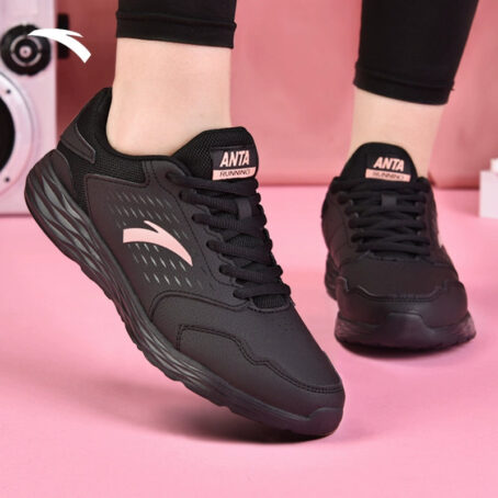 Anta Black Leather Waterproof Ladieswear Fleece-Lined Sneakers Anta