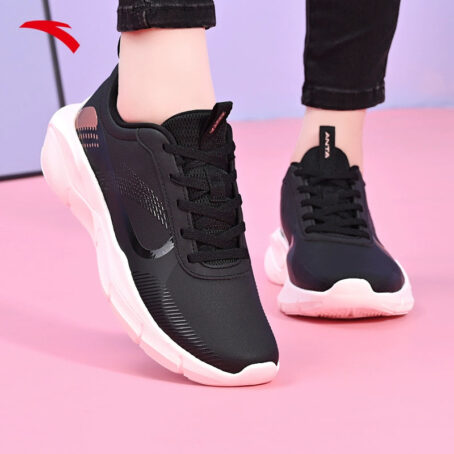 Anta Black Leather Waterproof Ladieswear Fleece-Lined Sneakers Anta