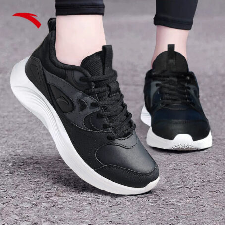 Anta Black Leather Waterproof Ladieswear Fleece-Lined Sneakers Anta