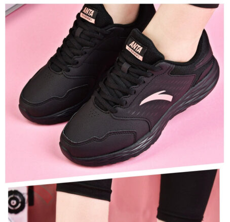 Anta Black Leather Waterproof Ladieswear Fleece-Lined Sneakers Anta