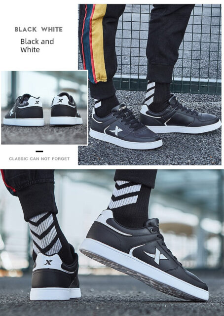 Tebu Fall and Winter Leather Surface Easiest for Match Casual Low-Top Sneakers XTEP
