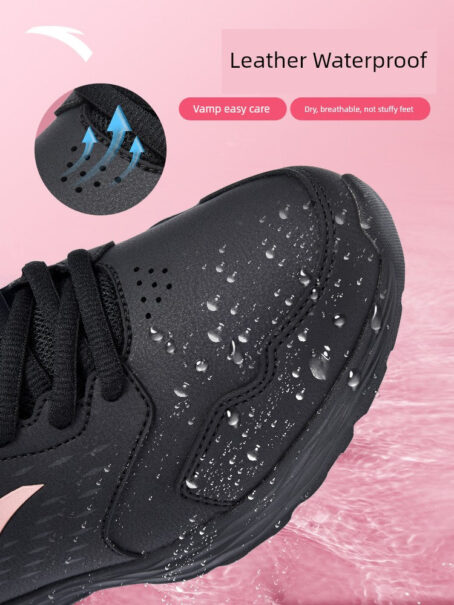 Anta Black Leather Waterproof Ladieswear Fleece-Lined Sneakers Anta