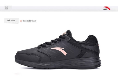 Anta Black Leather Waterproof Ladieswear Fleece-Lined Sneakers Anta