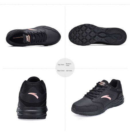 Anta Black Leather Waterproof Ladieswear Fleece-Lined Sneakers Anta